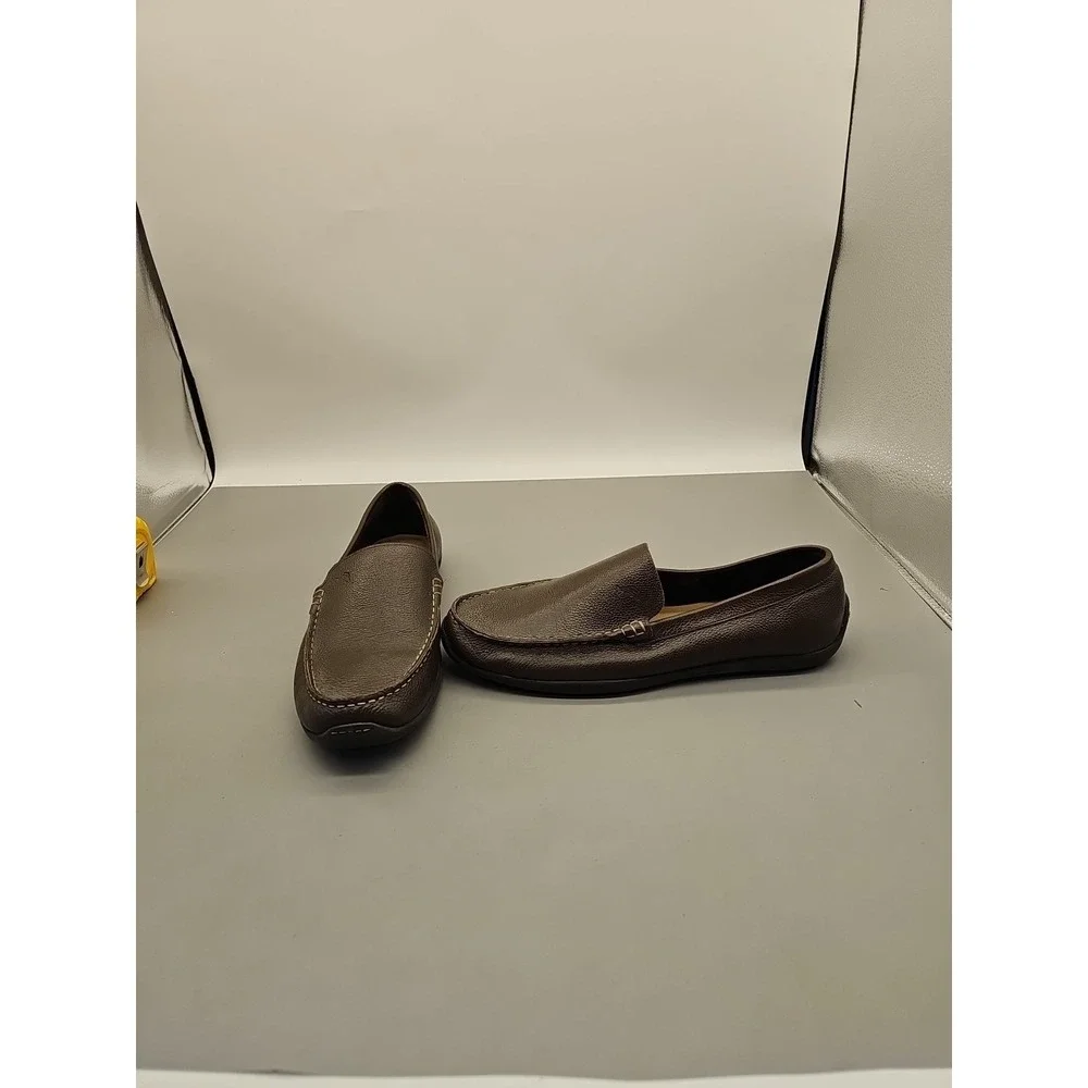 Tommy Bahama Mens Orion Pebbled Leather Venetian Loafers- Dark Brown Sz 10